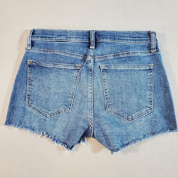 Banana Republic Mid-Rise 3" Jean Shorts Medium Wash Denim Stretch Stripe Size 26 - Picture 2 of 12